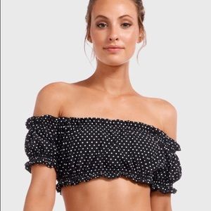 Vitamin A Amelie bikini top in black polka dots